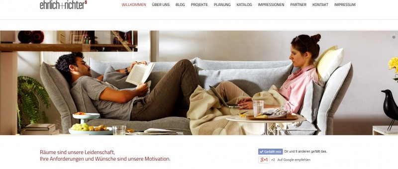 Startseite neue Homepage ehrlich + richter, Motiv Vitra Sofa Mariposa, © Vitra